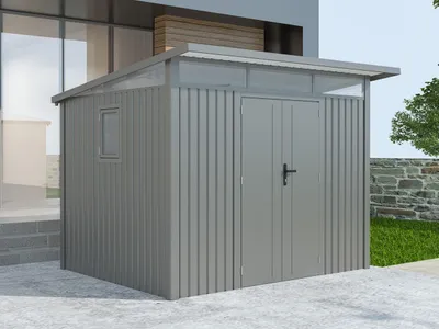 Produktbild von Metall Gerätehaus Modell Skylight 5,80 m² Alu Grau