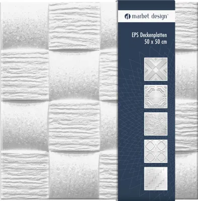 Produktbild von Deckenplatten aus Styropor EPS - Deckenpaneele leicht & robust im modernen Design - (14QM Sparpaket WELLE2 50x50cm) Deckenplatten Paneele Platte weiß