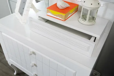 Image de Commode avec miroir Chambre d'enfant Fille Buffet Bois Blanc Meuble Nouveau