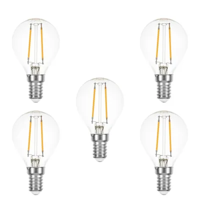 Produktbild von 5 x LED Filament Tropfen 1W fast 15W E14 klar Glühfaden extra warmweiß 2200K 360°