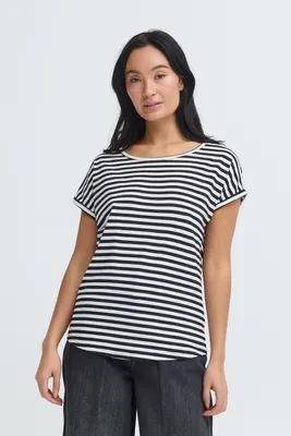 Produktbild von Oxmo OXNPubby Damen T-Shirt Kurzarm Shirt Baumwollmischung Loose Fit