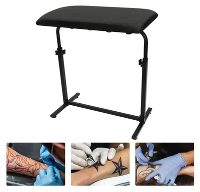 Image de Support lombaire et repose-pieds réglables avec coussin épais - Repose-pieds ergonomique de couleur noire