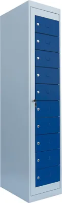 Produktbild von LÜLLMANN Schließfachschrank enzianblau, lichtgrau 526101, 10 Schließfächer 40,0 x 50,0 x 180,0 cm