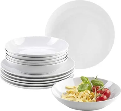 Produktbild von Famanu Servierschalen Set mit Suppentellern - 12-teilig, weiß