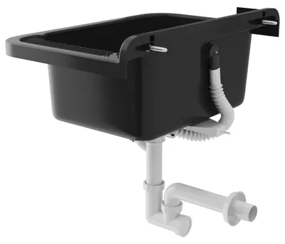 Produktbild von Granitan | Wirtschaftsspüle - NEGRA - mit Armatur - mit Siphon - Beige - 58.4 x 38 cm - für Waschküche und Garage