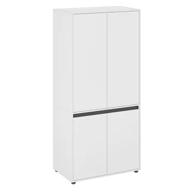 Produktbild von KOMTO Kleiderschrank Klein Schrank Schlafzimmer Kinderzimmer Mehrzweckschrank mit 4-türig & 2 Fächer Garderobenschrank Flur Drehtürenschra Weiß