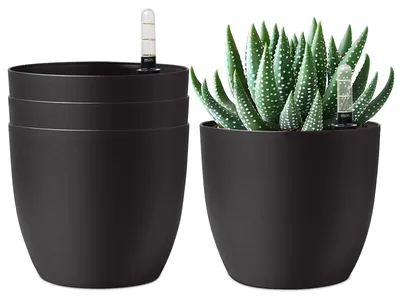 Productafbeelding van Bloempot zelfbewaterende bloempotten - Ø 15,5 cm - Set van 4 - Zwart