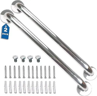 Produktbild von Unyqoos® 2er-Set Haltegriffe 30 cm, Edelstahl – verstärktes Design, Stützgriff für Bad, Dusche & WC, für Senioren & Kindersicherheit, Tragkraft bis 200 kg