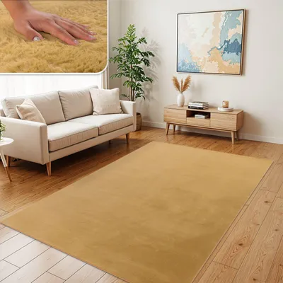 Produktbild von TT Home Wohnzimmer Teppich Hochflor Langflor Kunstfell Weich Modern Unifarben Flauschig Größe 80x150 cm