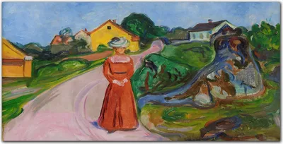 Produktbild von Coloray Bild aus Leinwand 120x60 Leinwand Dekoration - Eine Frau in einem roten Kleid