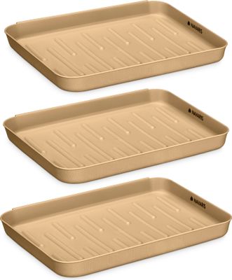 Navaris 3x Schuhabtropfschale Schuhmatte Ablage klein - Schuhablage 35x27x2,5cm mit erhöhtem Rand - Abtropfschale Bronze für Schuhe Regen Herbst