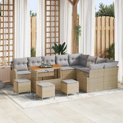Produktbild von "2026 Promotion" Gartensofa-set mit Kissen - 13 pcs - Beige Poly-Rattan - Gartenmöbelset CC19670