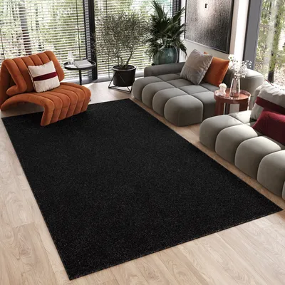 Obrázek produktu pro Tapiso Koberec NOYAN Modern Unicoloured Black Obývací pokoj protiskluzový 80 x 150 cm