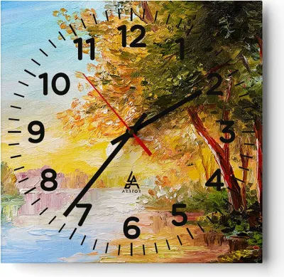 Produktbild von Wanduhr - Quadrat - Glasuhr - natur natur - 40x40cm - Schleichendes Uhrwerk - Lautlos - zum Aufhängen bereit - Dekoration Modern - Wanddekoration aus Glas - C4AC40x40-3445