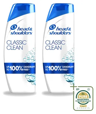 Image de 2 bouteilles de shampooing Head & Shoulders Classic Clean - 400 ml - Lot de 2