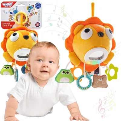 Obrázok produktu pre WOOPIE Baby Plyšový lev – interaktívna hudobná plyšová hračka s príveskami a hryzátkami