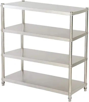 Produktbild von Freistehendes Regal – Küchenregal – Aufbewahrung – Ablagegestell – Metallregal – Edelstahl 201 – 4 Ablageflächen – 120x40x150 cm