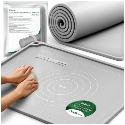 Obrázek produktu pro Kuketo | Silikonová podložka na pečivo 70 × 50 cm s vysokým okrajem - velká protiskluzová a žáruvzdorná podložka na těsto, pečivo a do kuchyně