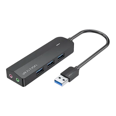 Immagine prodotto di Hub USB 3.0 con 3 porte, scheda audio e alimentatore Vention CHIBB 0,15 m nero