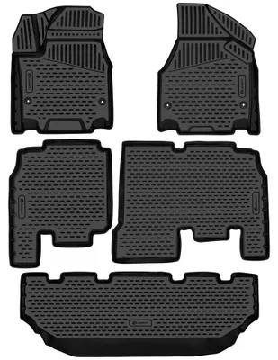 Produktbild von Fußmatten Set Element TPE Gummi 3D, wasserdicht, hoher Rand, rutschfest, passgenau – kompatible mit CHRYSLER Pacifica (not HyBrid), 2017-2018, 2019-2021, minivan, standard engi