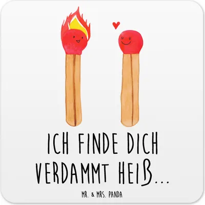 Produktbild von Mr. & Mrs. Panda Tischuntersetzer Streichhölzer 15er Set - Weiß - Geschenk, Tassenuntersetzer, Glas-Untersetzer, Freundin, Liebesbeweis, Untersetzer für Gläser, Coaster
