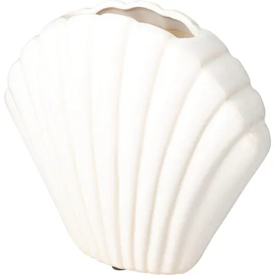 Obrázek produktu pro Keramická váza ve tvaru mušle, kamenina, bílá, 17 x 7,5 x 16,5 cm