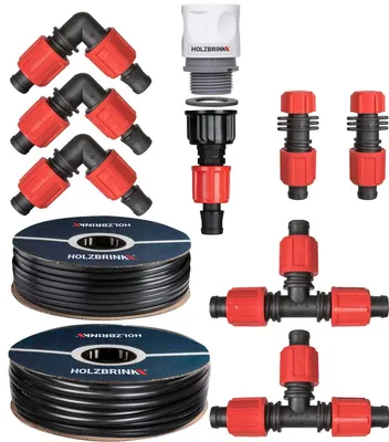Produktbild von HOLZBRINK Bewässerungssystem Tropfbewässerung für Thuja Hecken, 5 m Tropfschlauch Advanced 16 mm, 25 m Verlegerohr 16 mm, HTB-13-5A-25