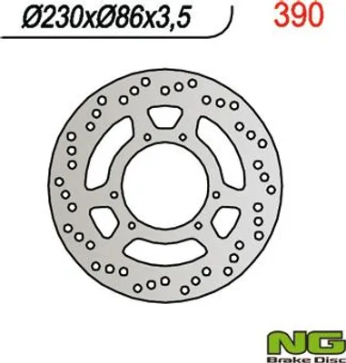 Produktbild von Ng Vordere Bremsscheibe Für Yamaha Dt 125R '88-'05, Tt 350 '85-'95, Tt 600 '84-'92 (230X86X3.5) (6X6.5Mm)