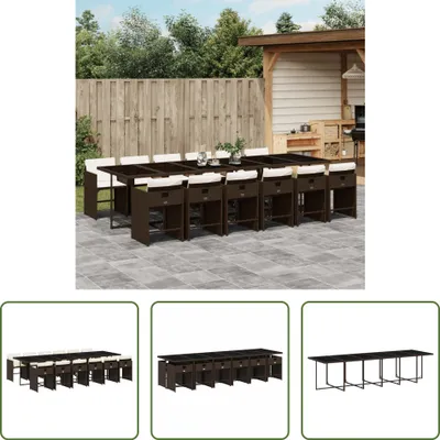 Produktbild von The Living Store 13-tlg. Garten-Essgruppe mit Kissen Braun Poly Rattan