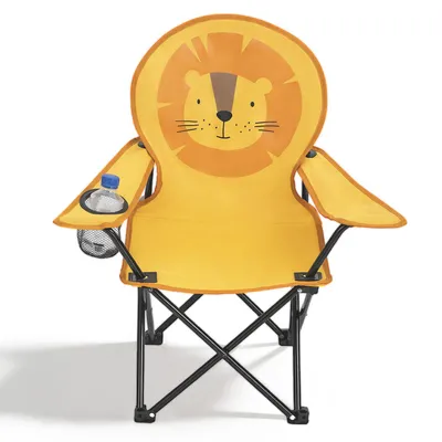 Produktbild von Sunula Kinder Campingstuhl mit Getränkehalter, Anglersessel Kinder Klappstuhl, Gelb - Löwe