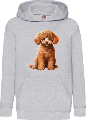 Obrázok produktu pre Detská Mikina S Kapucňou Dogs Breeds Poodle Dog Breed 006, 12-13 Jahr - 152 / Heather šedá