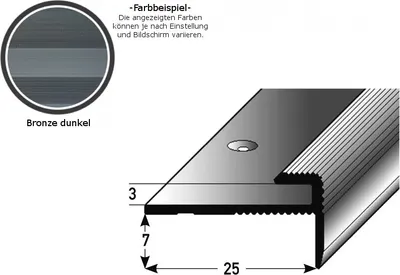 A diagram of an aluminum profile with dimensions and a color sample.