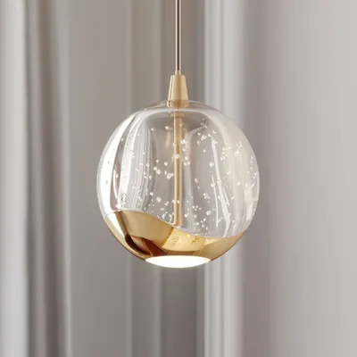 Produktbild von Lucande LED-Pendellampe Hayley, Ø 9 cm, goldfarben, Glas