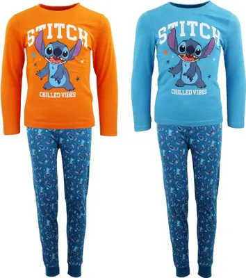 Produktbild von Disney Stitch Kinder langarm Schlafanzug Pyjama – Blau / 104