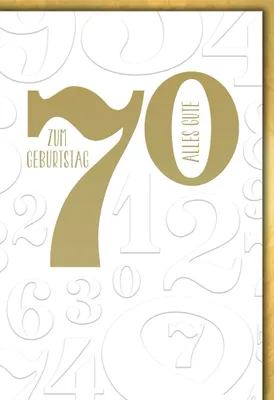 Produktbild von 70. Geburtstag Glückwunschkarte mit Briefumschlag Große Zahl in gold