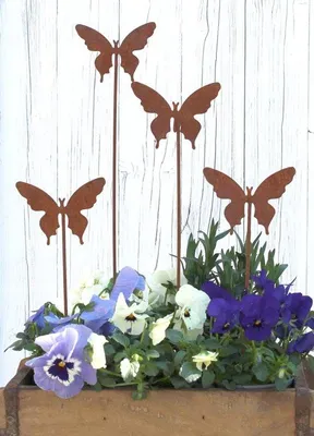 Image de Décoration de jardin - Lot de quatre tiges métalliques - Marron - Patiné - Métal