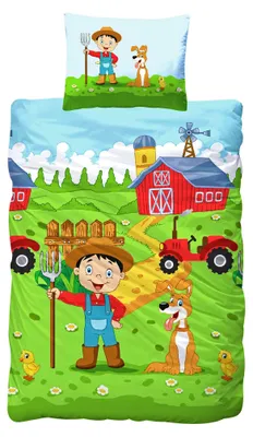 Produktbild von JACK Kinder Renforce Baby Bettwäsche 2tlg 100x135cm Bauernhof Traktor Hof Bunt