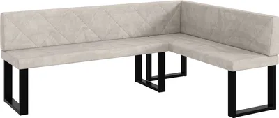 Produktbild von MEBLINI Eckbank für Esszimmer - Küchenbank - Essecke - Sitzecke Küche - ERIC - U-Beine 142x196x87cm Rechts - Beige Samt