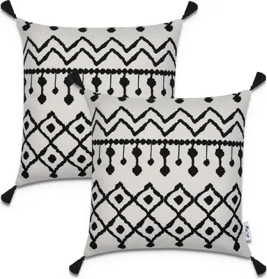 Produktbild von Kissenbezug Deko Kissenhülle Kissenbezüge Skandi Muster 2er Set Sofa Zierkissen