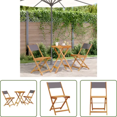 Produktbild von The Living Store 3-tlg. Bistro-Set Anthrazit Stoff und Massivholz