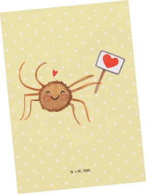 Produktbild von Mr. & Mrs. Panda Grußkarte Spinne Agathe Motivation - Gelb Pastell - Geschenk, Kunstkarten, Ansichtskarten, Postkarte, Dankeschön, Liebe, Postkarten, Vertrauen, Glück