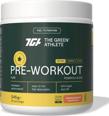 PRE-WORKOUT O SMAKU POMARAŃCZY I MANGO BEZGLUTENOWA 345 g - THE GREEN ATHLETE