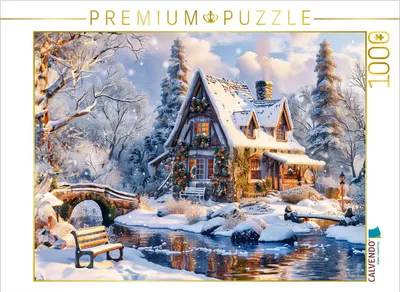 Immagine prodotto di CALVENDO Puzzle, "Cottage sul lago durante le feste natalizie" | 1000 pezzi, dimensioni del puzzle: 64 x 48 cm. Puzzle fotografico per momenti felici