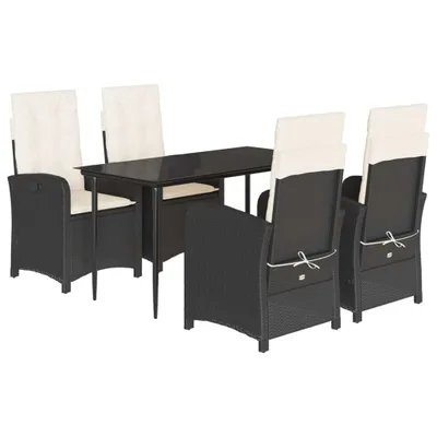 Immagine prodotto di vidaXL set da pranzo da giardino a 5 pezzi con cuscini in rattan nero