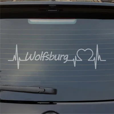 Produktbild von Heckscheibenaufkleber Wolfsburg Herzschlag Puls Stadt Liebe 55x14 cm Milchglas Auto Aufkleber Sticker