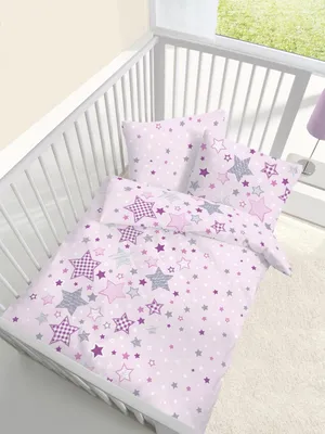 Immagine prodotto di Biancheria da letto Baby fine biber rosa con stelle 100x135 + 40x60 cm