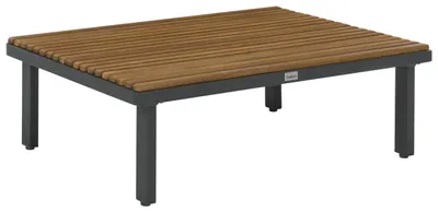Obrázek produktu pro BELIANI Zahradní konferenční stolek hnědá deska tmavě šedý ráme akáciové dřevo venkovní rustikální design terasa balkon