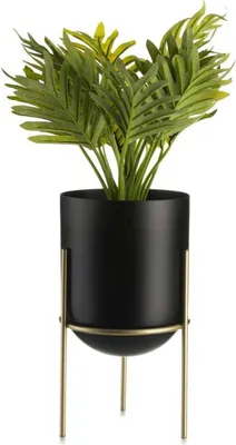 Produktbild von Blumenständer Metall mit Abdeckung, Loft, Gold Schwarz, Rund, 20 cm