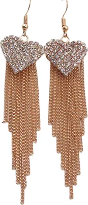 Produktbild von Lineare Ohrringe, Liebesherzform, dekorativ, für Damen, lange Quasten, baumelnde Haken, lineare Ohrringe, Schmuck für Party-Golden