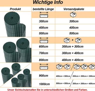 Produktbild von Jayseuw PVC Sichtschutzmatte Sichtschutzzaun Balkon Windschutz Sichtschutz für Zaun Grün 140x300cm